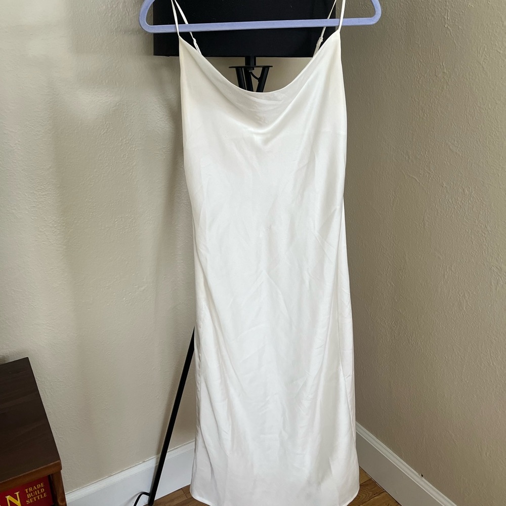 White Satin Midi Dress